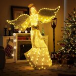 Goplus decoration noel extrieur lumineuse, 160 cm ange lumineux avec halo et n?ud, 180 lumires led. ...