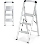 Goplus - escabeau pliable à 3 marches avec cadre en aluminium robuste et léger, Échelle pliante domestique ... Goplus - escabeau pliable à 3 marches avec cadre en aluminium robuste et léger, Échelle pliante domestique ...