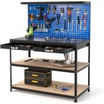 Goplus �tabli � outils avec panneau perfor�, tiroirs, �tag�res, 23 crochets, porte - tournevis, charge ...