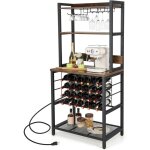 Goplus Étagère range bouteille à 4 niveaux 76x48x162, 5cm - porte - bouteille 9 verres et 24 bouteilles ... Goplus Étagère range bouteille à 4 niveaux 76x48x162, 5cm - porte - bouteille 9 verres et 24 bouteilles ...
