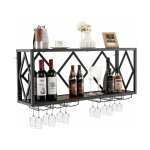 Goplus �tag�re � vin murale de 39 bouteilles et 12 verres, avec 6 rang�es de verres, porte - bouteilles, ...
