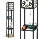 Goplus - lampadaire sur pied  3 niveaux, lampe  poser rectangulaire avec douilles e27, tagres ouvertes ...