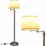 Lampadaire sur pieds avec bras oscillant rotative a 360, lampadaire salon avec abat - jour amovible ...