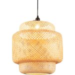Luminaire suspendu en bambou tress  la main avec abat - jour et douille e27 - lampe de plafond rustique ...