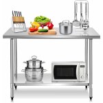 Goplus - table de travail de cuisine 122x61x90cm en acier inoxydable avec 2 etagres pour cuisine / opration ...