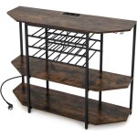 Goplus - tag�re range bouteille � 3 niveaux avec station de charge int�gr�e - �tag�res ouvertes et porte ...