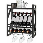Goplus - tagre  vin murale 12 verres  2 niveaux, casier  vin en mtal avec 3 ranges de porte - gobelets, ...