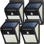Lampe solaire d'extrieur, dtecteur de mouvement, 3 modes [4 pack 144 leds] tanche sans fil