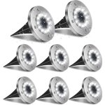 Lumire solaire extrieur, 8pack 12led luminaire jardin au sol eclairage 6000k etanche ip65 lampe solaire ...