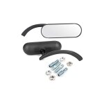 Miroir de moto ovale, miroir en verre coque en aluminium + poteau en aluminium 2 pices moto noir mini ...