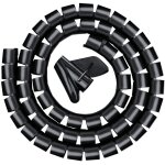 Goulotte de c�bles 3, 0 m, gaine spiral�e flexible pour bureau, gaine spiral�e pour c�ble de 20 mm, noire ...