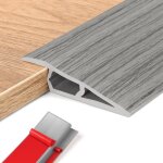(grain de bois gris, 10 � 15 mm (h), 1 m (l)) barre de seuil adh�sive en pvc, seuil de porte, profil�s ...