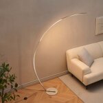 Grand lampadaire courb� led dimmable chrom� 184 cm - thalia