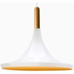 Grand lustre en m�tal blanc avec t�te de lit en bois, suspension simple pour cuisine, salon, caf�, bureau ...