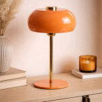 Grande lampe � poser orange et dor� surin