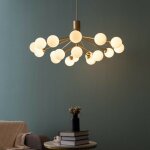 Kosilum - grande suspension �l�gante dor�e � 18 boules - audrey