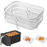 Grille air fryer, air fryer rack 3pcs empilable 8, 27 pouces tour rectangle panier en acier inoxydable ...
