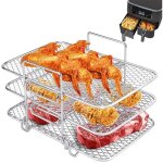 Grille de friteuse � air, grille de friteuse � air � 3 couches en acier inoxydable, grille de friteuse ...