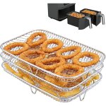 Grille pour friteuse  air multifonction trois couche empilable compatible avec la ninja friteuse sans ...