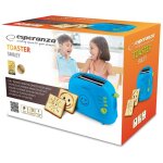Grille - pain 2 tranches avec design smiley et minuterie, tiroir � miettes, couleur bleue. - esperanza ...
