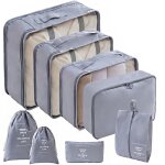 (gris) lot de 8 sacs  vtements, valises amliores, sac de rangement pour vtements secs, chaussures, ...