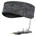 Gris bandeau de sommeil musical avec casque, bandeau de voyage �lastique doux filaire de 3, 5 mm avec ...