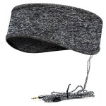 Gris bandeau de sommeil musical avec casque, bandeau de voyage lastique doux filaire de 3, 5 mm avec ...