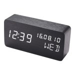 Lifcausal rveil en bois intelligent avec commande vocale - horloge numrique led pour chambre avec affichage ...