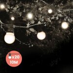 Guirlande guinguette 10m blanc chaud - guirlande lumineuse ext�rieur 20 bulbes transparents - guirlande ...