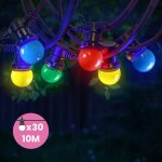 Guirlande guinguette 10m multicolore ip65 - guirlande lumineuse ext�rieur 30 bulbes multicolore - guirlande ...