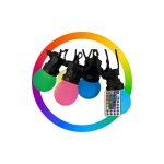 Guirlande lumineuse v - tac 13 m avec 15 mini ampoules led globe 15 x 0, 5 w rvb, t�l�commande et adaptateur ...