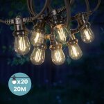 Guirlande guinguette 20m 20 bulbes filament blanc chaud - guirlande lumineuse ampoule e27 transparente ...