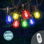 Guirlande guinguette 20m 20 bulbes filament rouge bleu jaune vert avec variateur de luminosité et télécommande ... Guirlande guinguette 20m 20 bulbes filament rouge bleu jaune vert avec variateur de luminosité et télécommande ...
