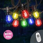 Guirlande guinguette 30m 90 bulbes filament rouge bleu jaune vert dimmables - guirlande lumineuse ampoule ... Guirlande guinguette 30m 90 bulbes filament rouge bleu jaune vert dimmables - guirlande lumineuse ampoule ...