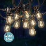 Guirlande guinguette 50m 50 bulbes filament blanc chaud - guirlande lumineuse ampoule e27 transparente ...