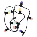 Guirlande guinguette led noire, x10 ampoules rvb e27 incluses, 5m extensible, conso 12w - grl5230vbp45rvbjr ...