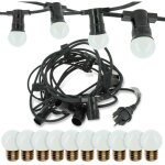 Guirlande guinguette professionnelle 10 ampoules led e27 1w blanc chaud 10 m�tres interconnectable