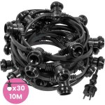 Guirlande guinguette professionnelle ip65 10m noire raccordable - guirlande lumineuse pour ampoule e27 ...