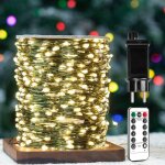 Guirlande lumineuse 150 m 1500 led fil de cuivre vert �tanche int�rieur / ext�rieur avec t�l�commande, ...