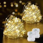 Guirlande lumineuse, lot de 2 12m 120 led guirlandes lumineuses � piles de cuivre ave 8 modes, ip65 etanche ...