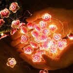Guirlande lumineuse avec 30 led en forme de fleur de cerisier rose, piles, pour no�l, chambre de fille, ...