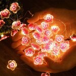 Guirlande lumineuse avec 30 led en forme de fleur de cerisier rose, piles, pour no�l, chambre de fille, ...