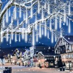 Guirlandes lumineuses, 30cm 8tube m�t�ore pluie guirlande lumineuse ext�rieur ip44 decoration noel arbre ...