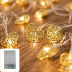 Guirlande lumineuse - batterie 3m, 20 coeurs blanc chaud - dcoration coeur led pour chambre de fille, ...