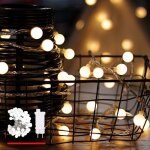 Guirlande lumineuse, boule, blanc chaud, 100led(10m), ligne �lectrique 5m, d�coration pour int�rieur ...