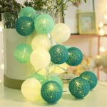 Guirlande lumineuse boule de coton - guirlande lumineuse 3m 20 led pour rideaux de chambre, no�l, anniversaire ...