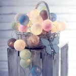 Guirlande lumineuse coton boules batterie - 3. 8m 20 lumires led clairage pour chambre rideau fte ...