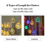 Guirlande lumineuse d�corative � 20 led, 3 m, boules suspendues, aliment�e par piles, id�ale pour l'int�rieur, ...