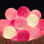 Guirlande lumineuse dextrieur guirlande rose lumineuse coton boules batterie - 3. 3m 20 lumires led ...