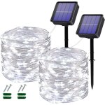 Guirlande lumineuse exterieur solaire, 12m 100 led guirlande solaire, 8 modes fil de cuivre �tanche d�coration ...